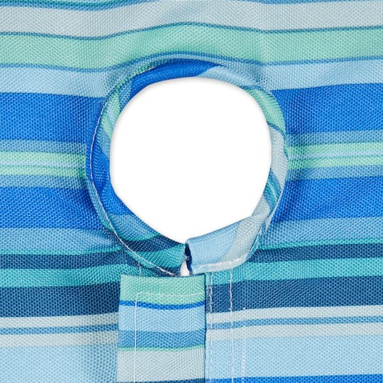 Blue Ocean Stripe Print Outdoor Tablecloth with Zipper, 60" Round